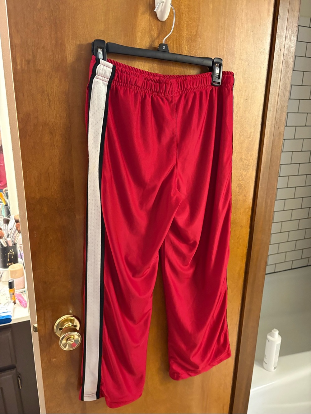 Old Navy Red Joggers with White Side Stripe